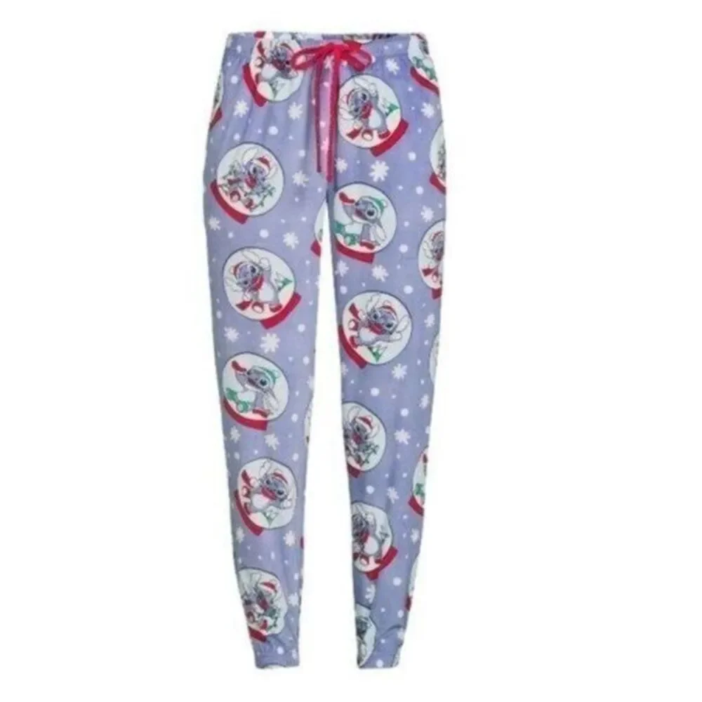 Disney Lilo and Stitch Christmas Holiday Jogger Pajama Pants Women’s Size XL New - Picture 1 of 10